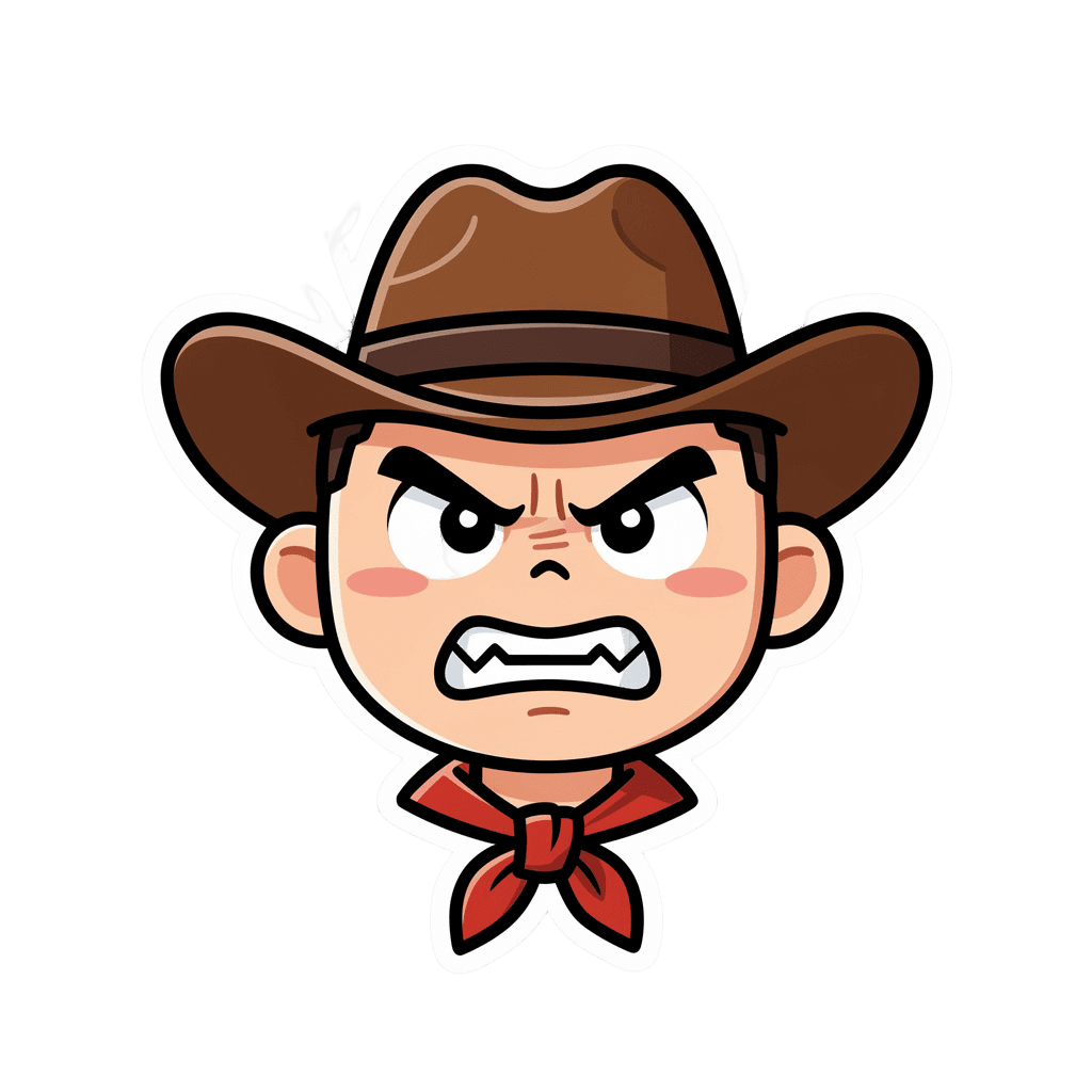 Cowboy Twitch emote — angry, Sticker style