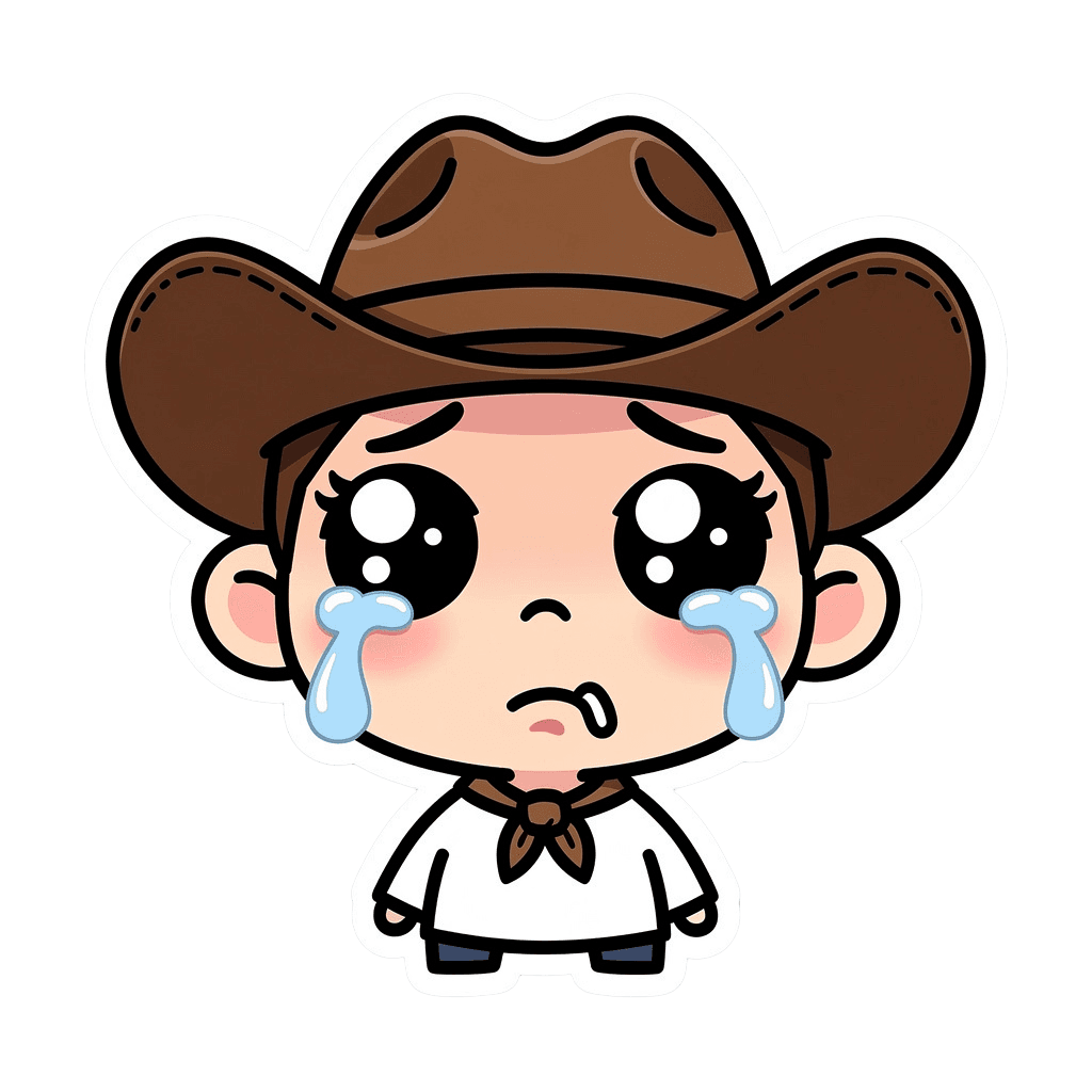 Cowboy Twitch emote — sad, Sticker style