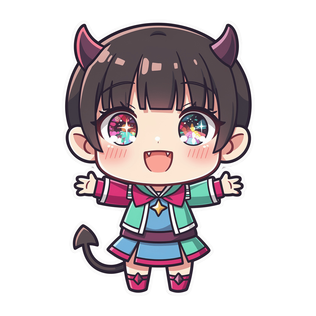 Demon Twitch emote — happy, Anime style
