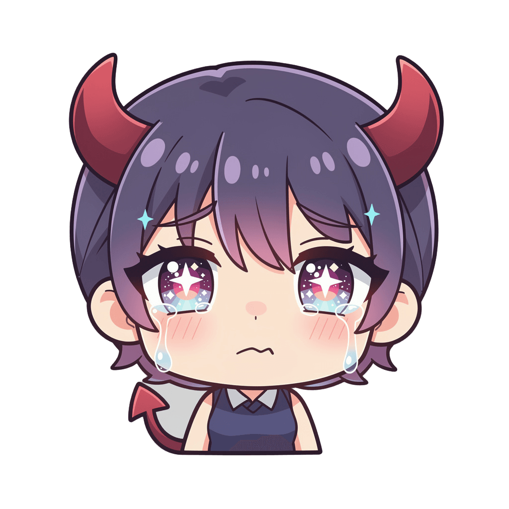 Demon Twitch emote — sad, Anime style