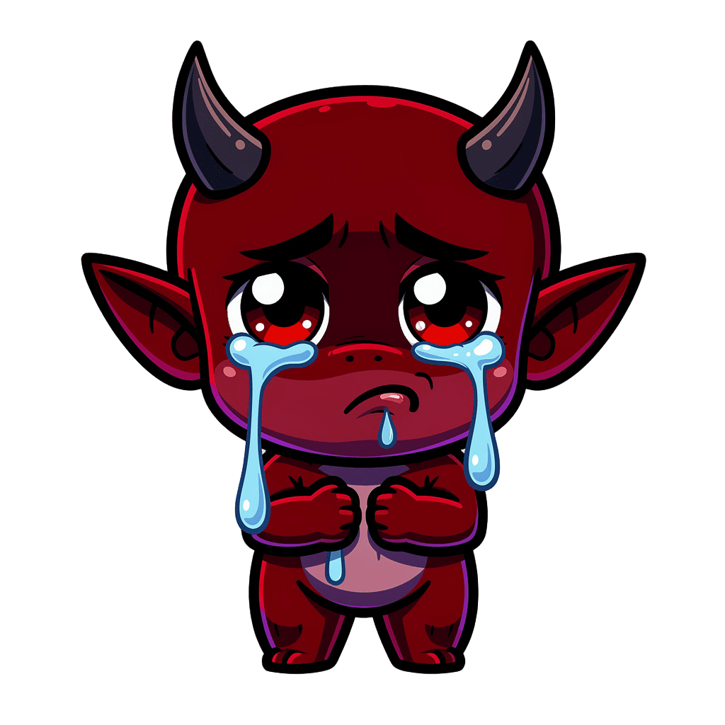 Demon Twitch emote — sad, Cartoon style