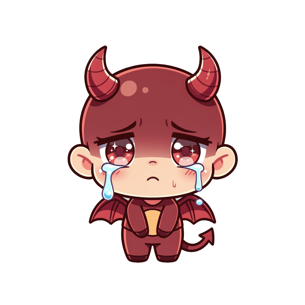 Demon Twitch emote — sad, Chibi style