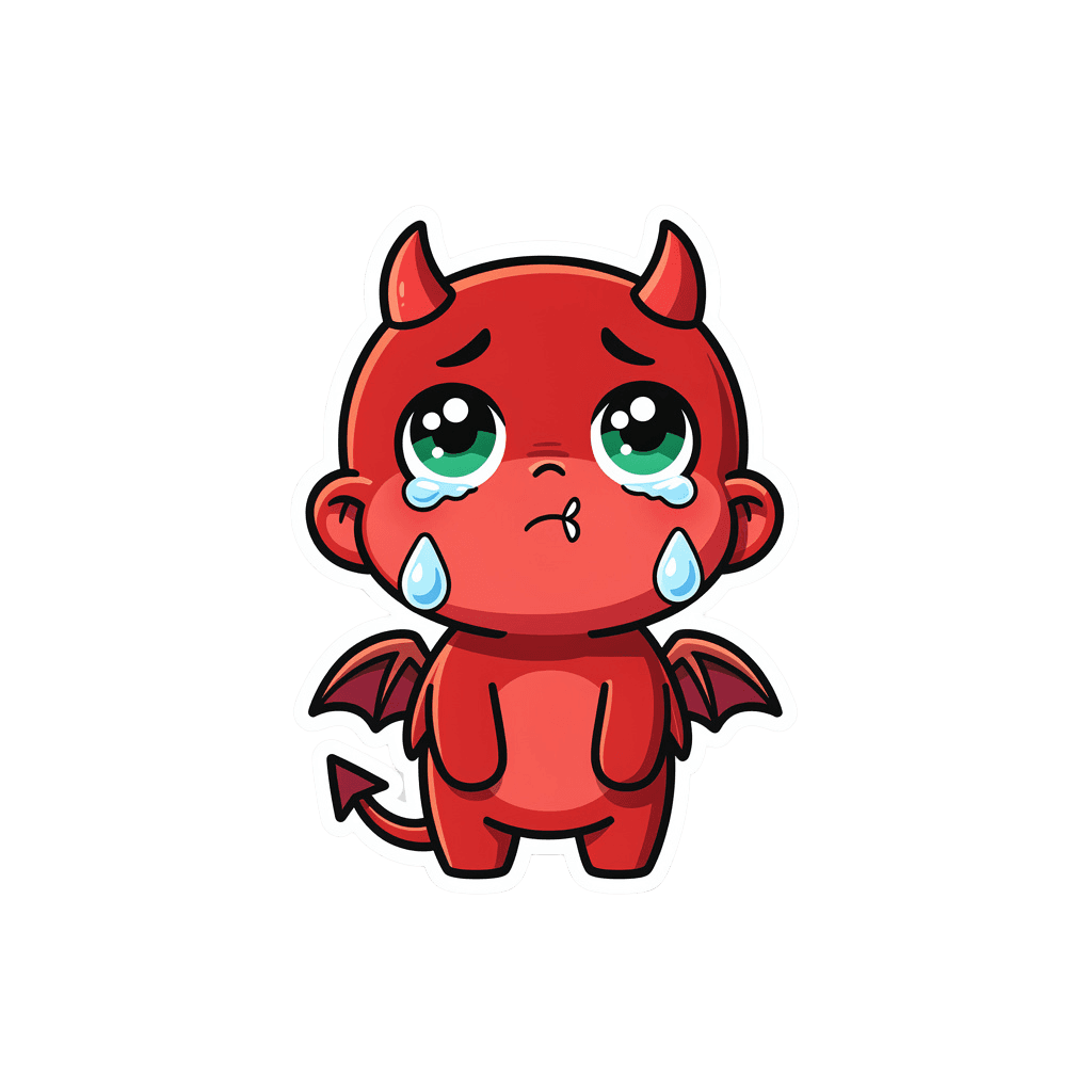 Demon Twitch emote — sad, Sticker style