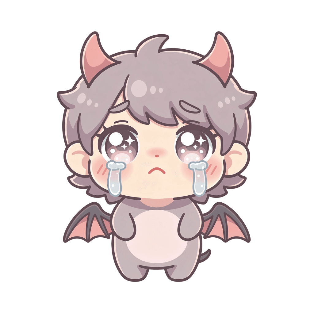 Demon Twitch emote — sad, Kawaii style