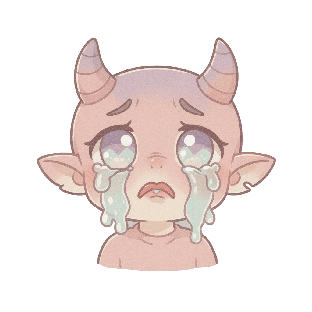Demon Twitch emote — sad, Pastel style
