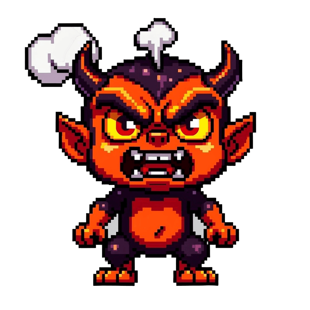 Demon Twitch emote — angry, Pixel Art style