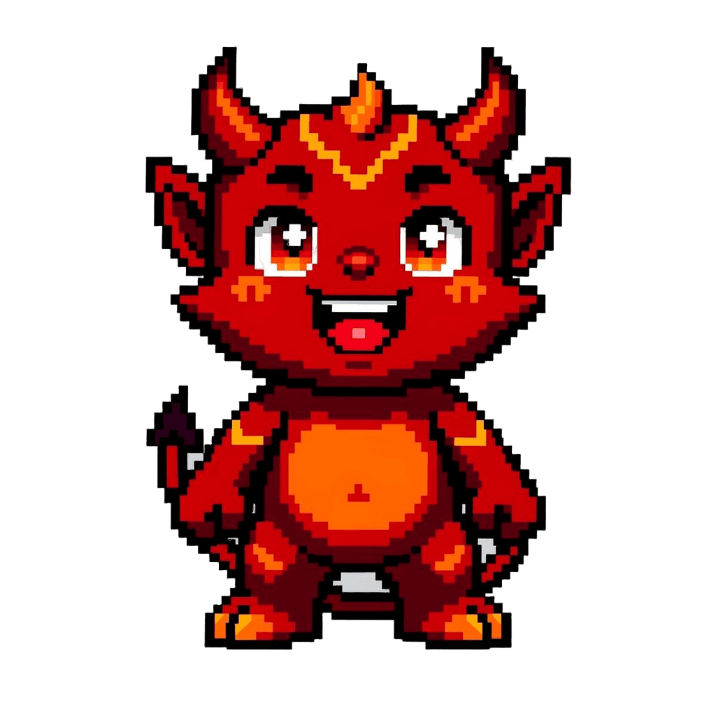 Demon Twitch emote — happy, Pixel Art style