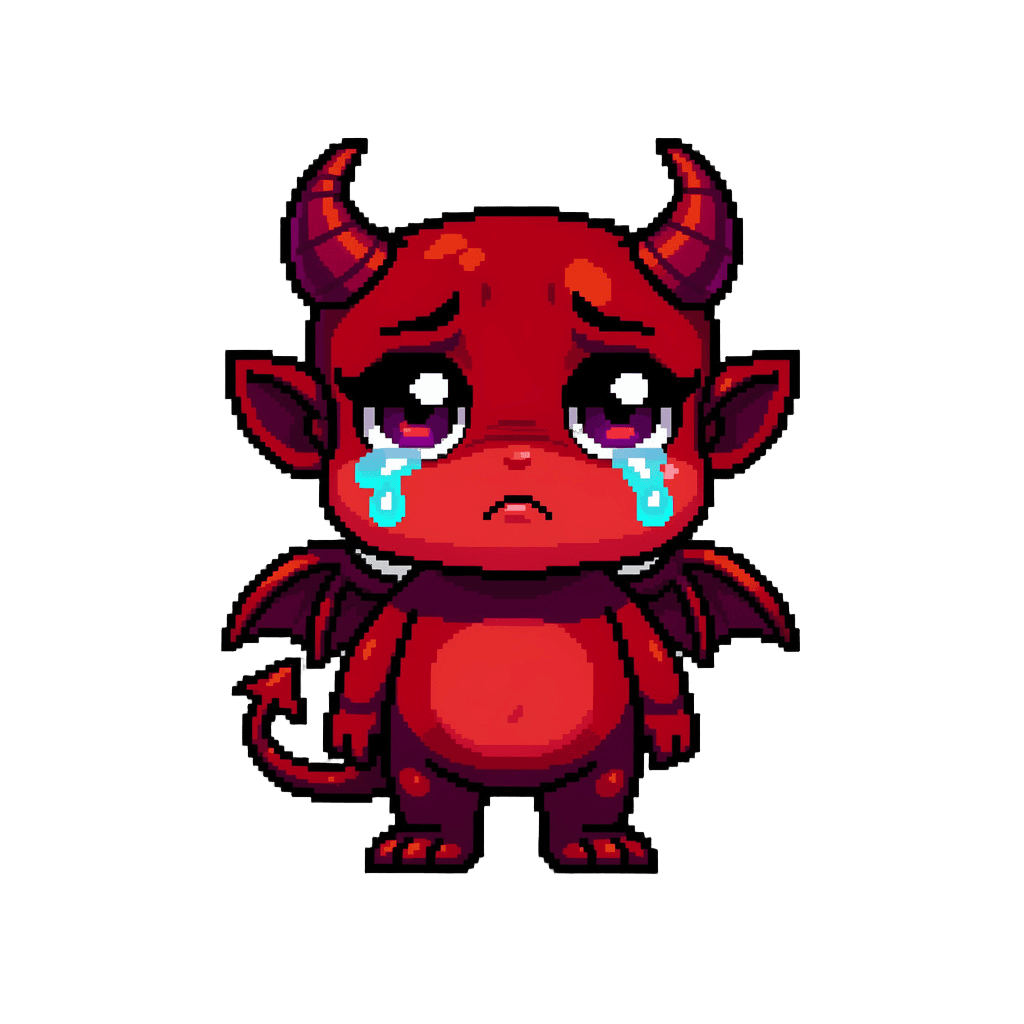 Demon Twitch emote — sad, Pixel Art style