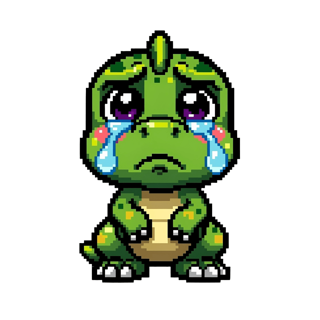 Dinosaur Twitch emote — sad, Pixel Art style