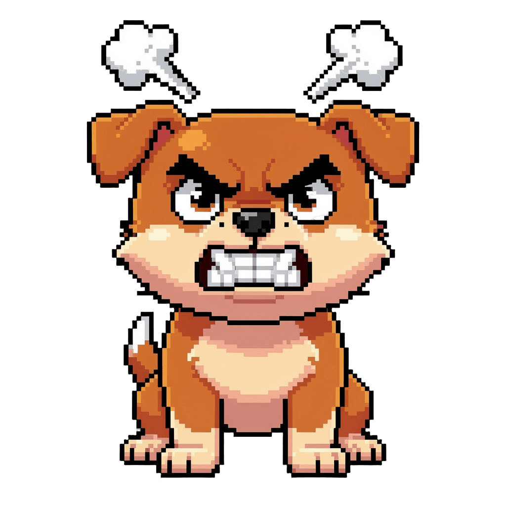 Dog Twitch emote — angry, Pixel Art style
