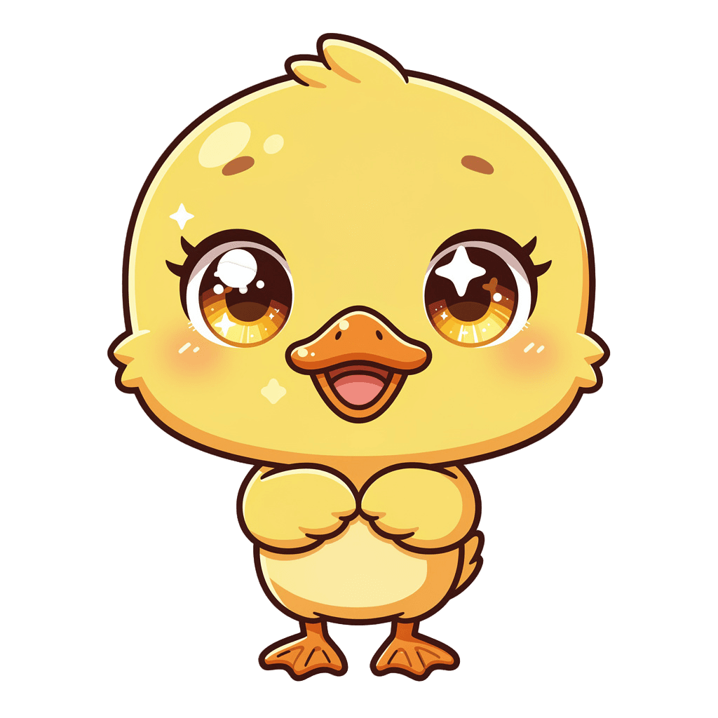 Duck Twitch emote — happy, Chibi style