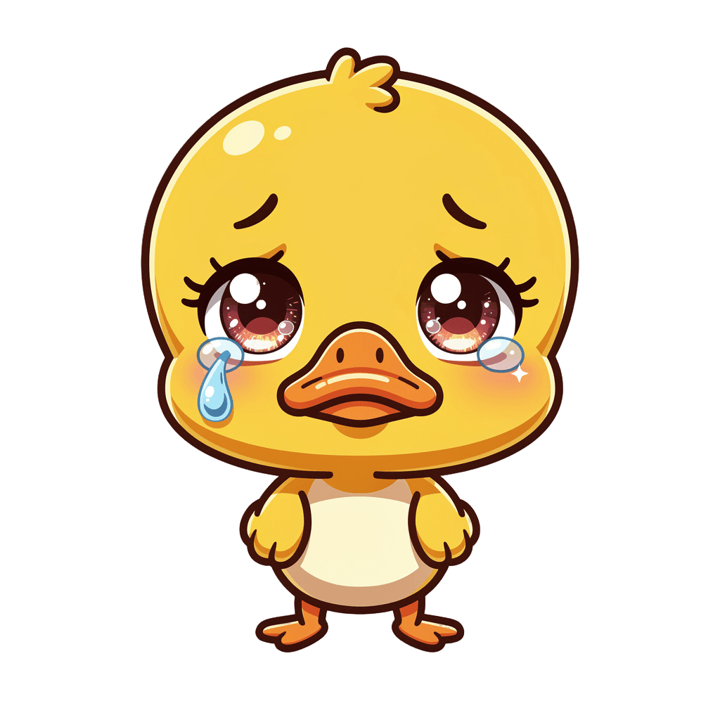 Duck Twitch emote — sad, Chibi style