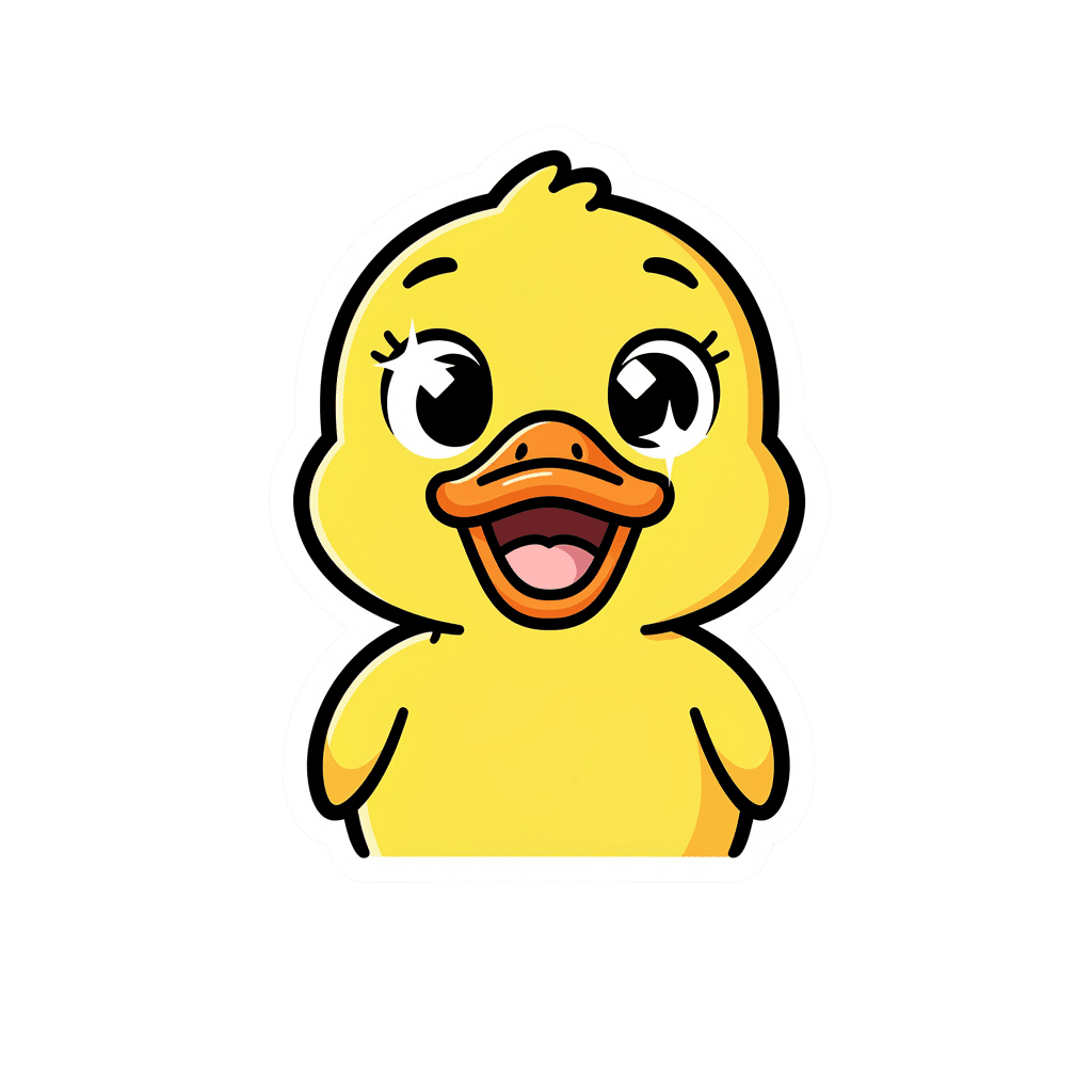Duck Twitch emote — happy, Sticker style