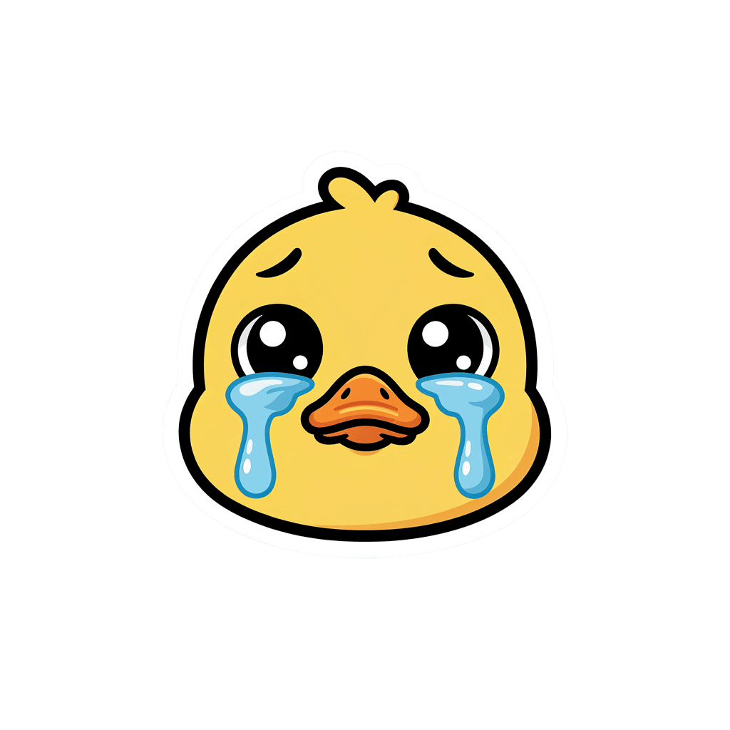 Duck Twitch emote — sad, Sticker style