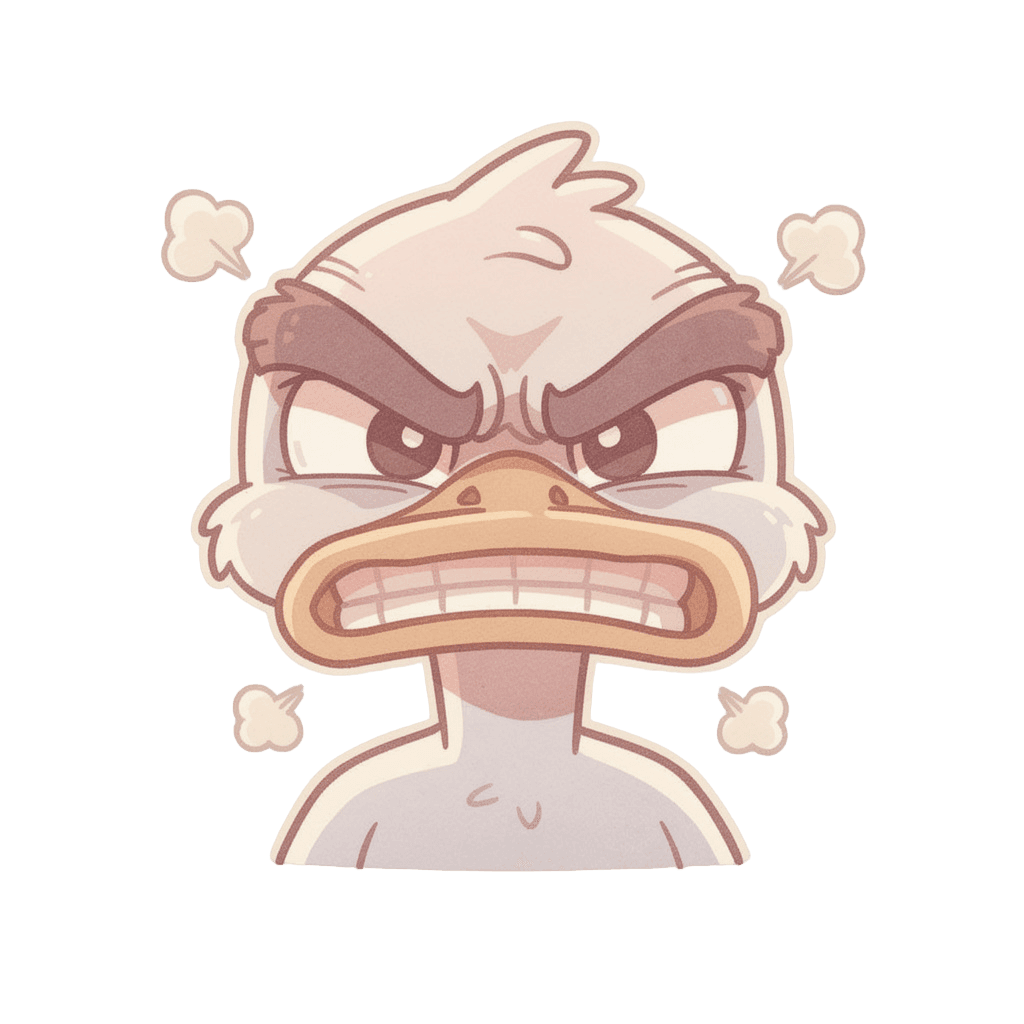 Duck Twitch emote — angry, Pastel style