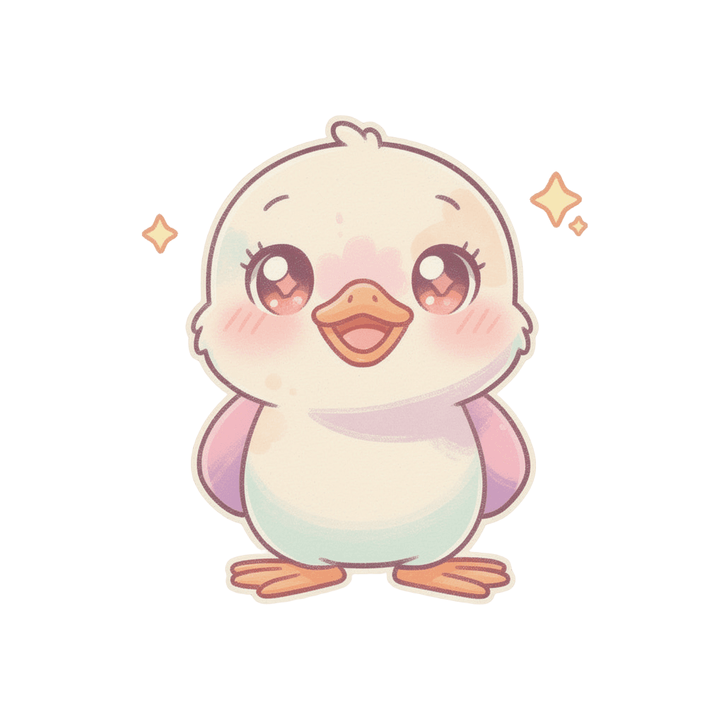 Duck Twitch emote — happy, Pastel style