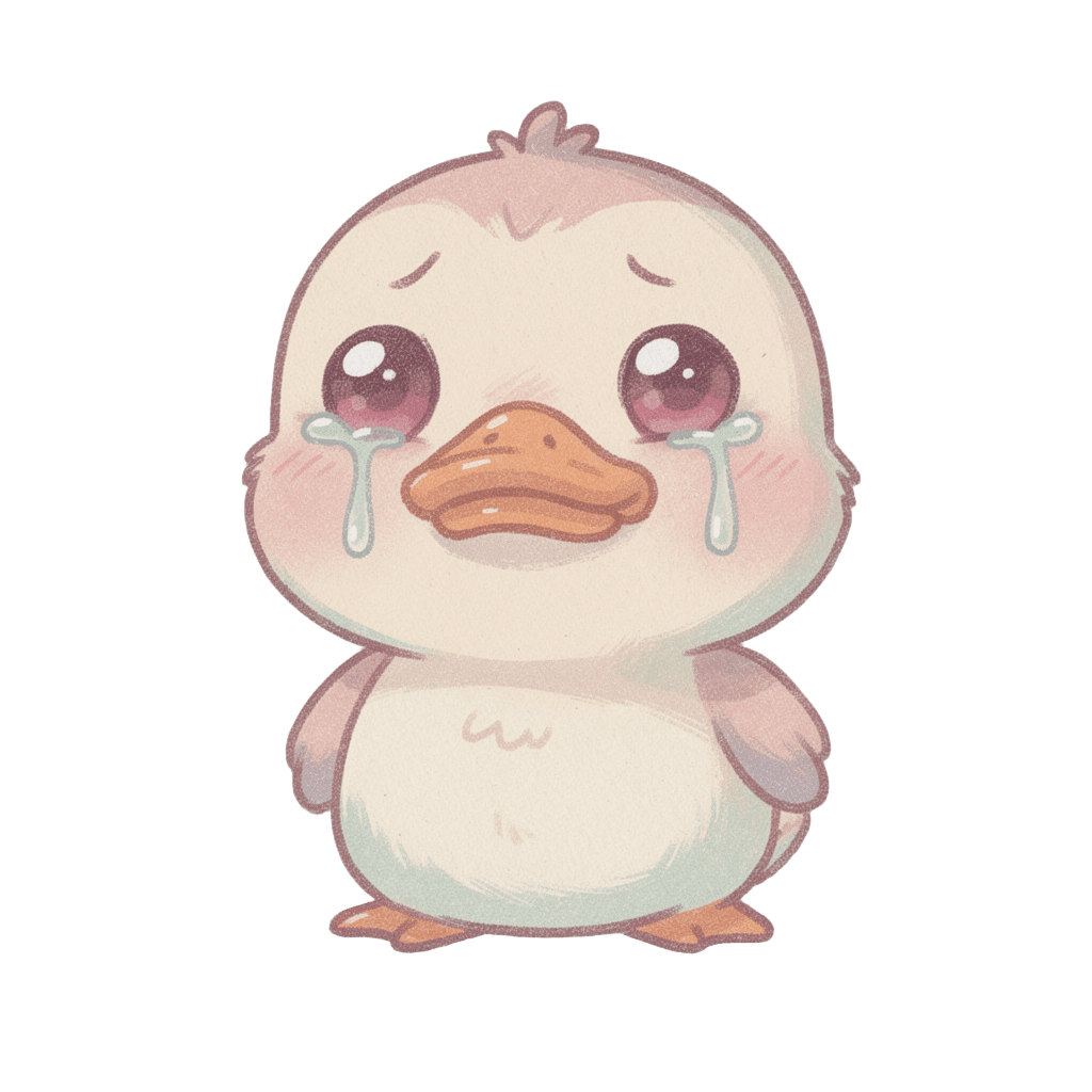 Duck Twitch emote — sad, Pastel style