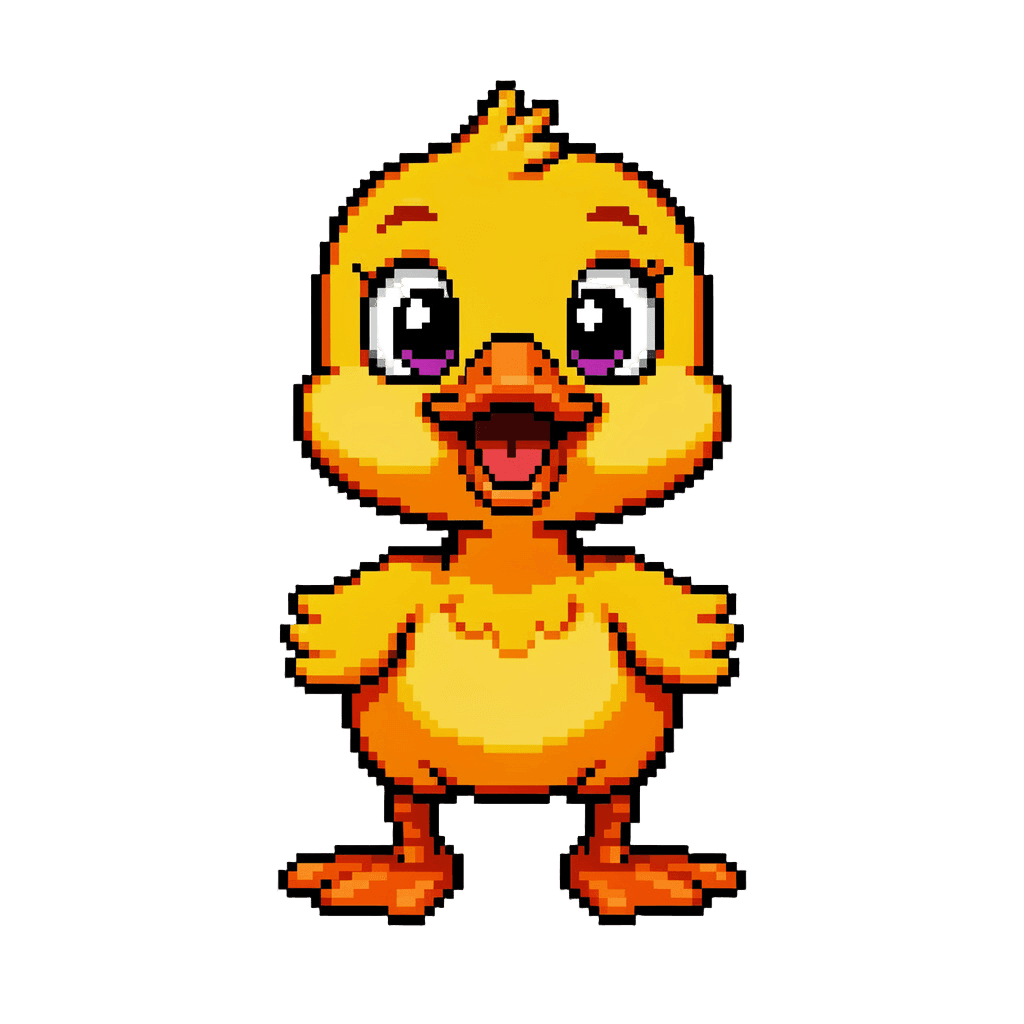 Duck Twitch emote — happy, Pixel Art style