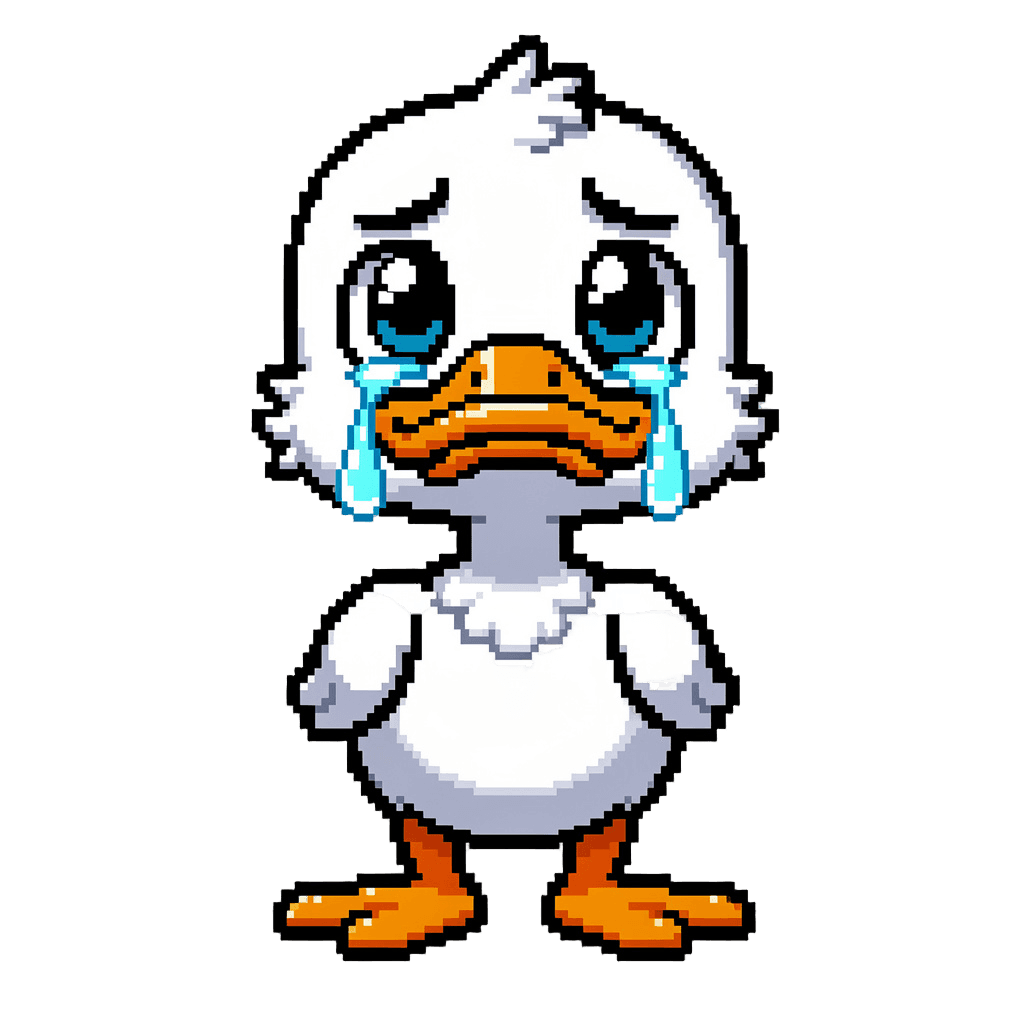 Duck Twitch emote — sad, Pixel Art style