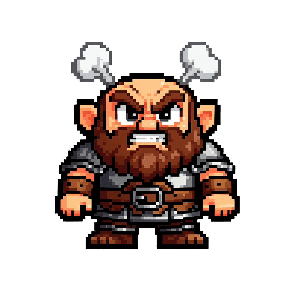 Dwarf Twitch emote — angry, Pixel Art style