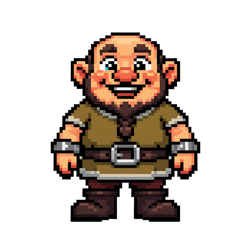 Dwarf Twitch emote — happy, Pixel Art style