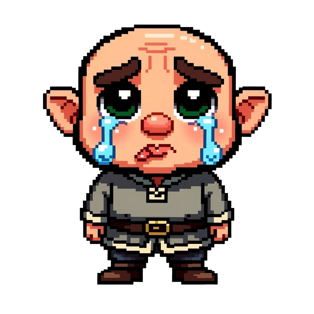 Dwarf Twitch emote — sad, Pixel Art style