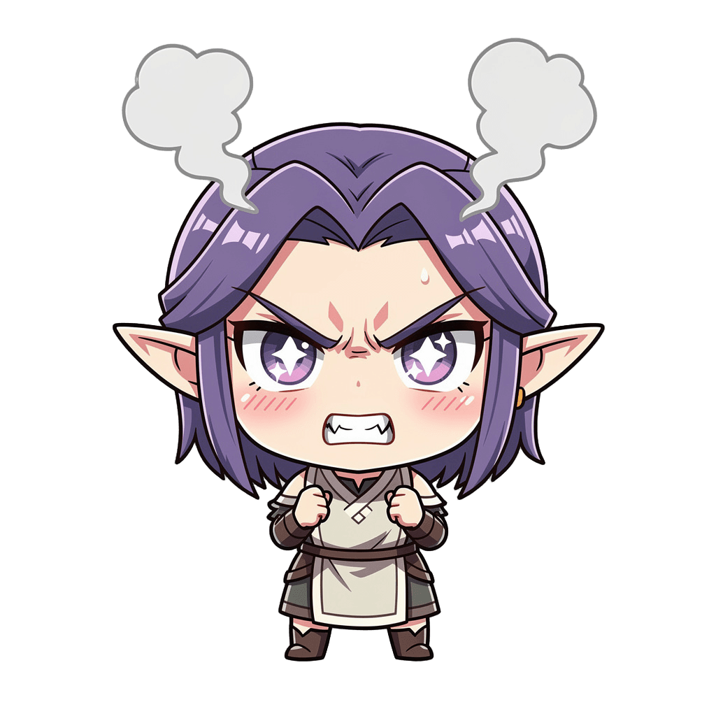 Elf Twitch emote — angry, Anime style