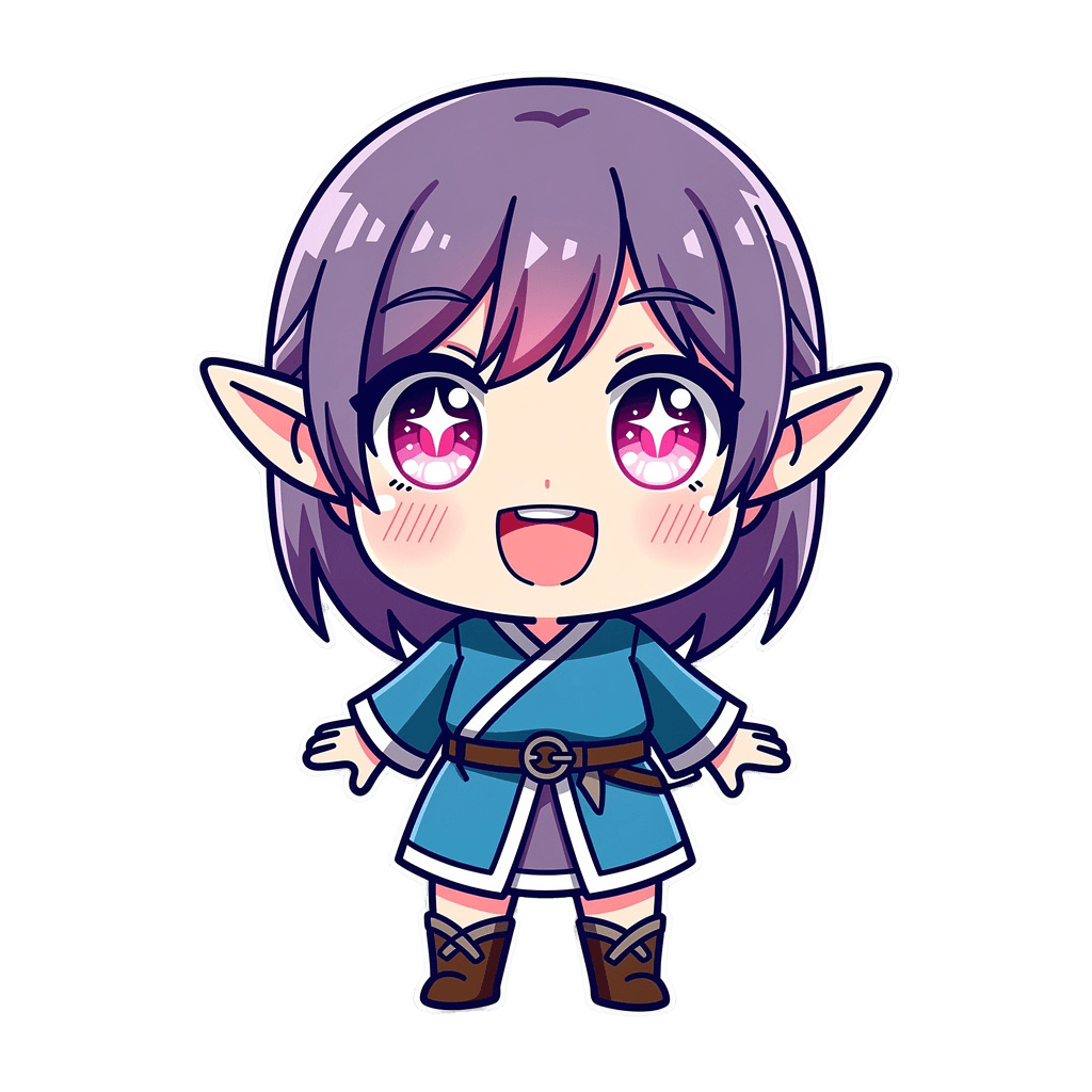 Elf Twitch emote — happy, Anime style