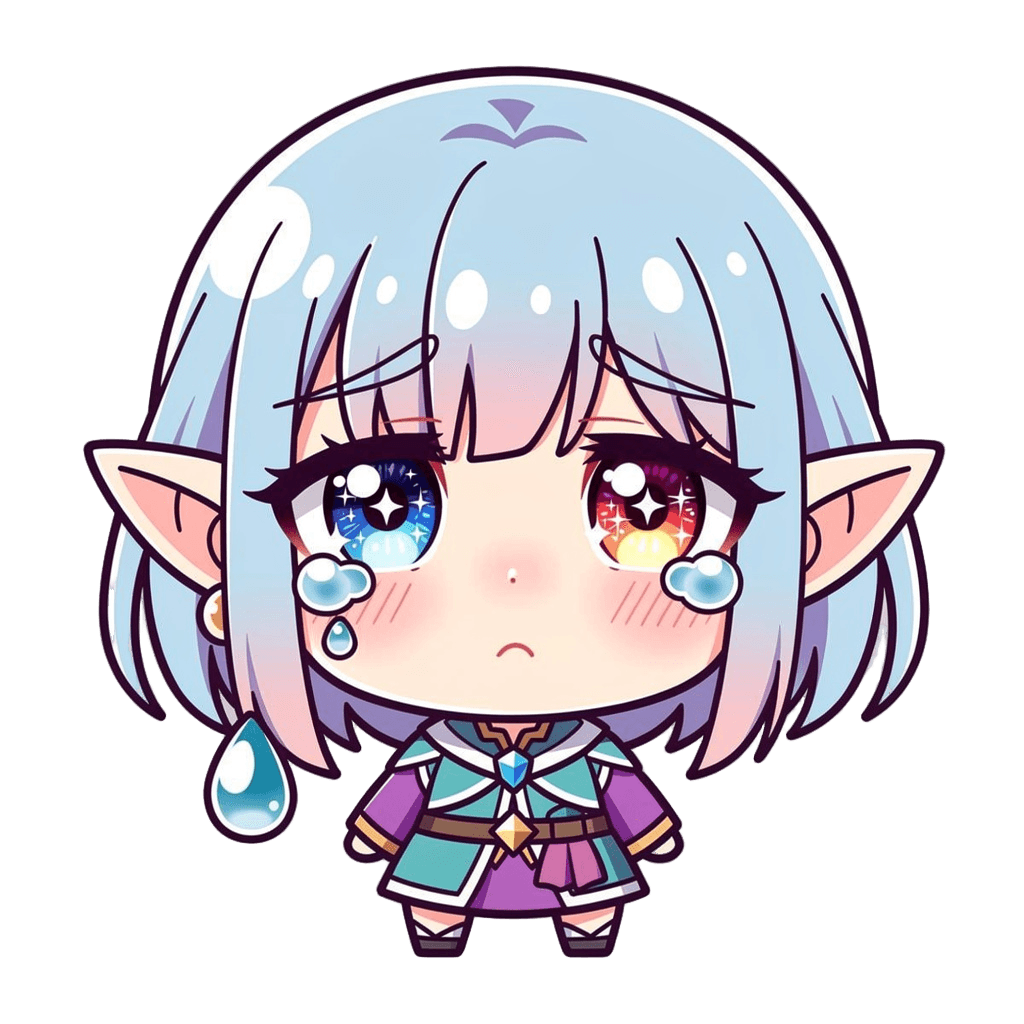 Elf Twitch emote — sad, Anime style