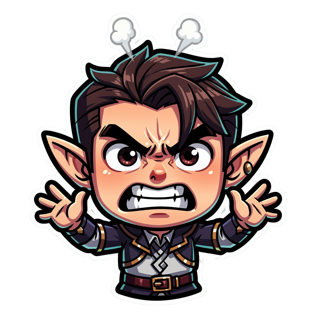 Elf Twitch emote — angry, Cartoon style