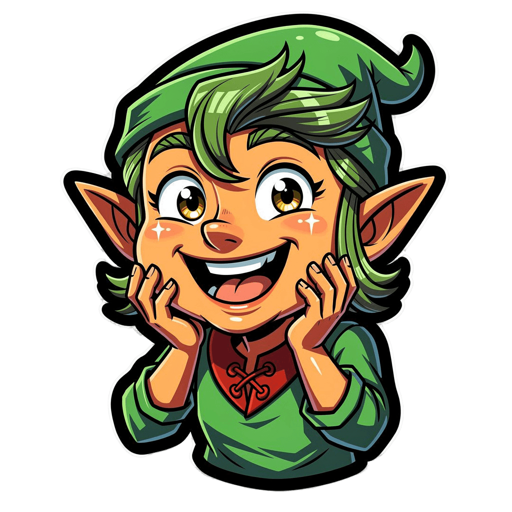Elf Twitch emote — happy, Cartoon style