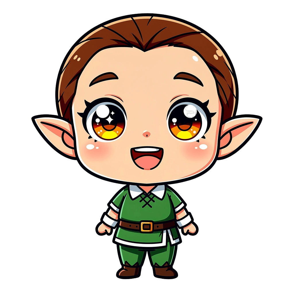 Elf Twitch emote — happy, Chibi style