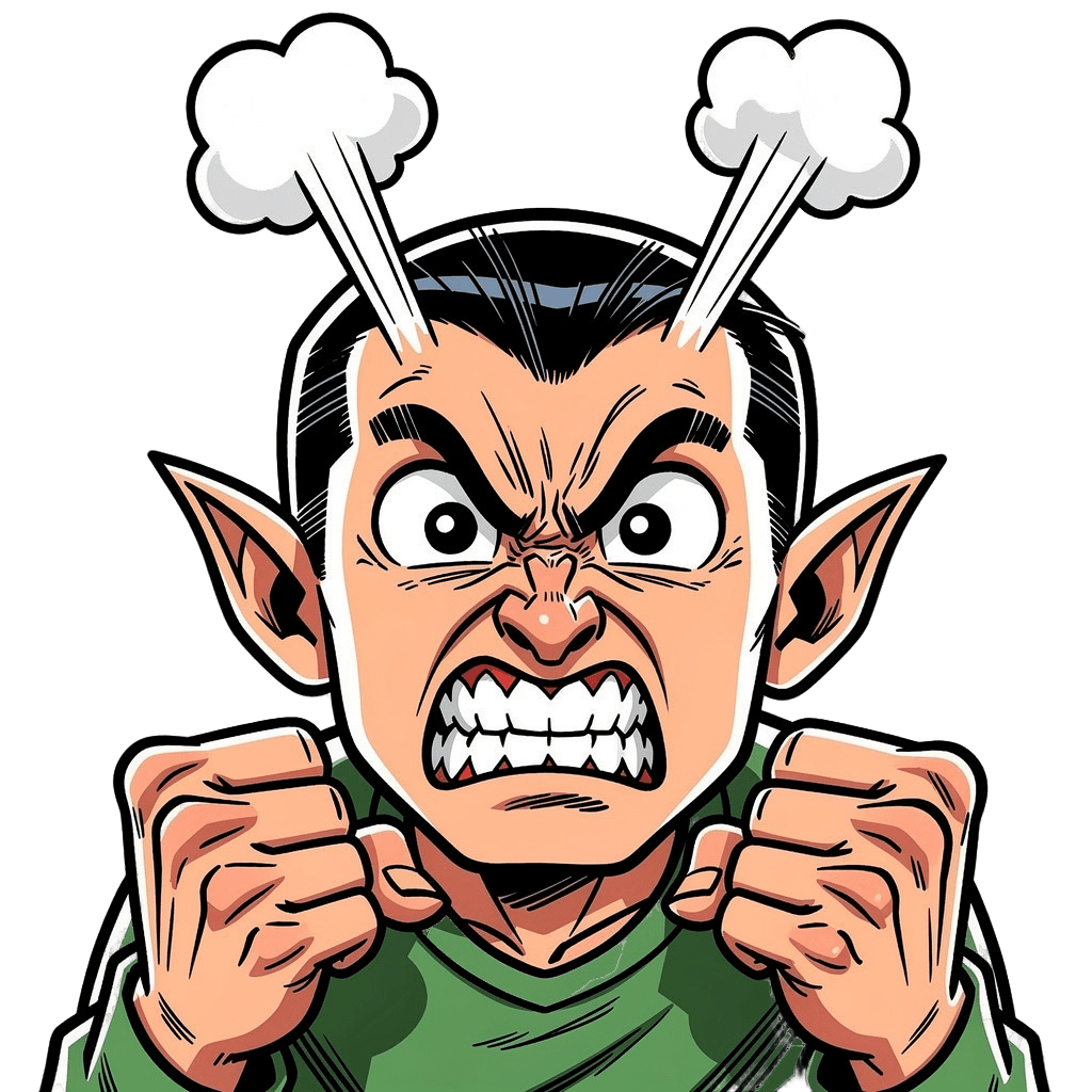 Elf Twitch emote — angry, Comic style