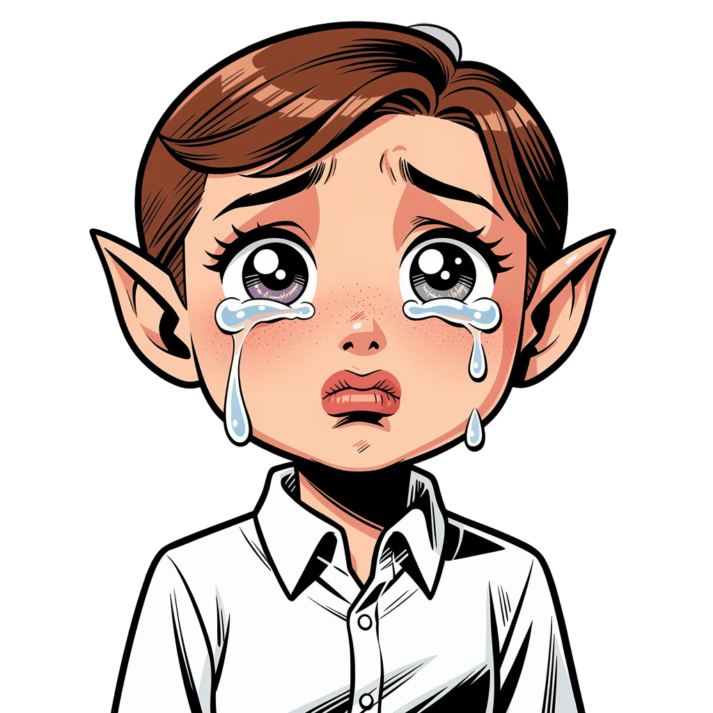 Elf Twitch emote — sad, Comic style