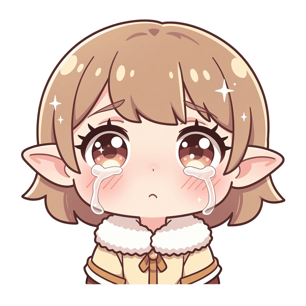 Elf Twitch emote — sad, Kawaii style