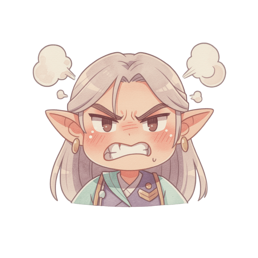 Elf Twitch emote — angry, Pastel style