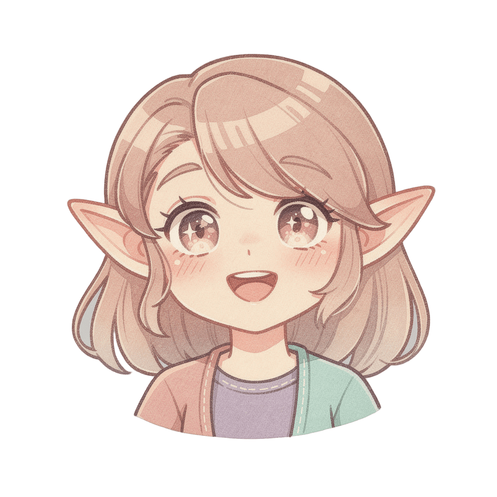 Elf Twitch emote — happy, Pastel style
