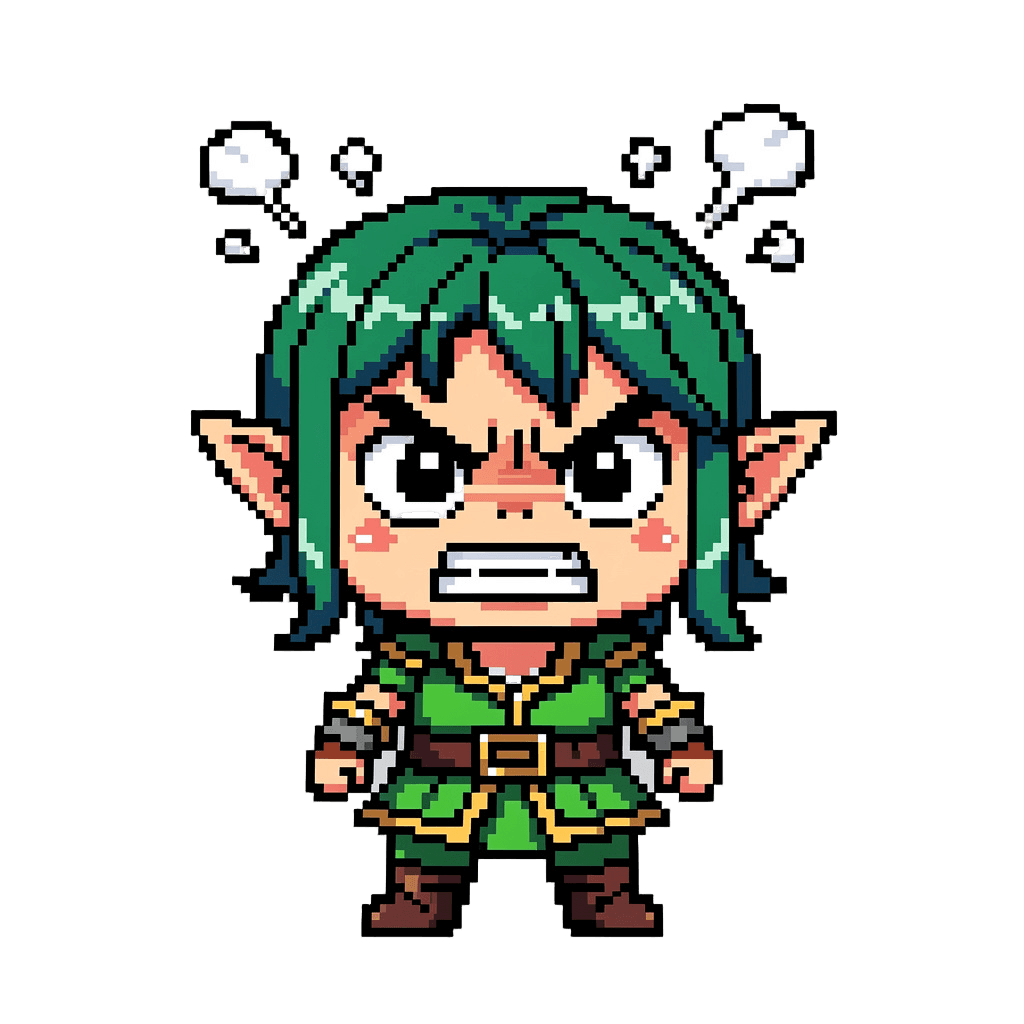 Elf Twitch emote — angry, Pixel Art style