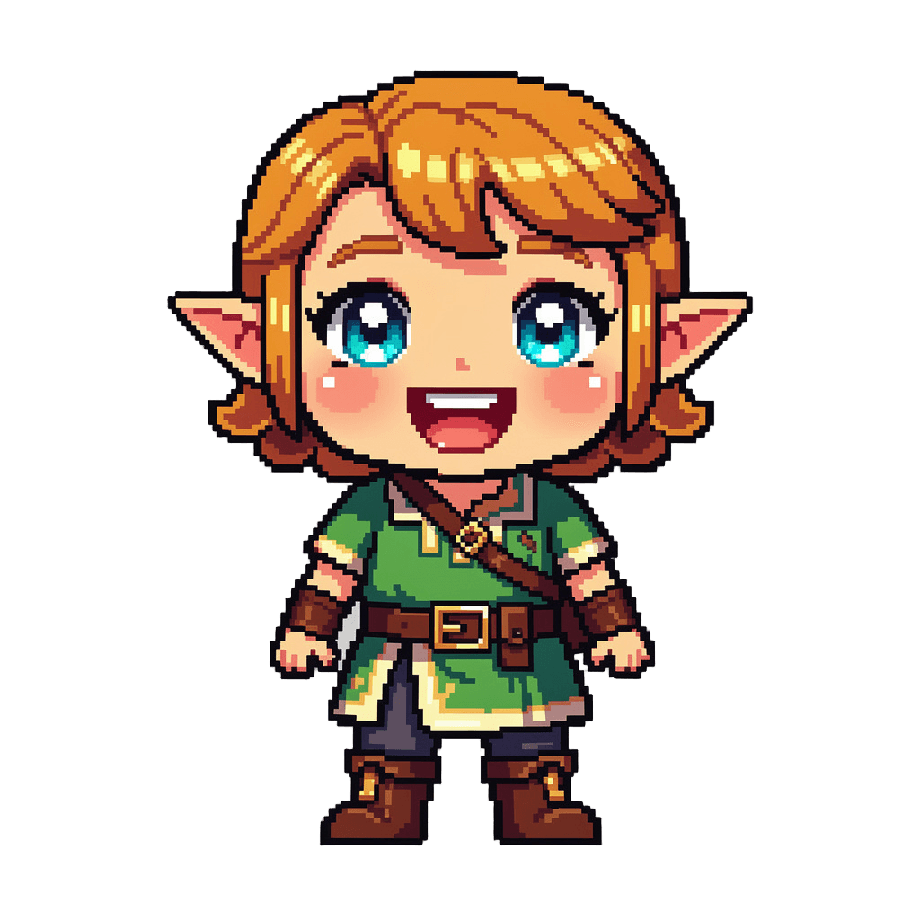 Elf Twitch emote — happy, Pixel Art style