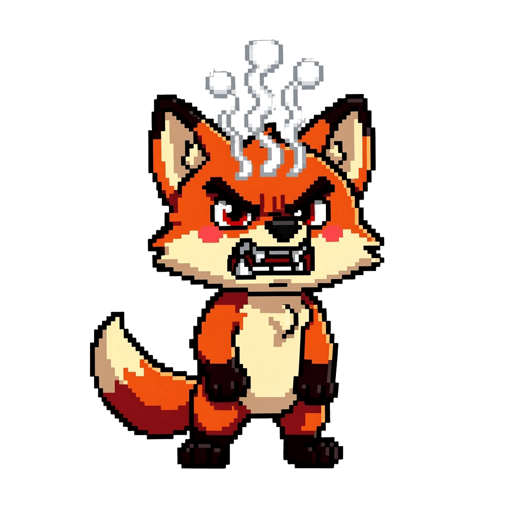 Fox Twitch emote — angry, Pixel Art style