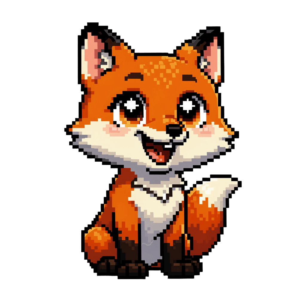 Fox Twitch emote — happy, Pixel Art style