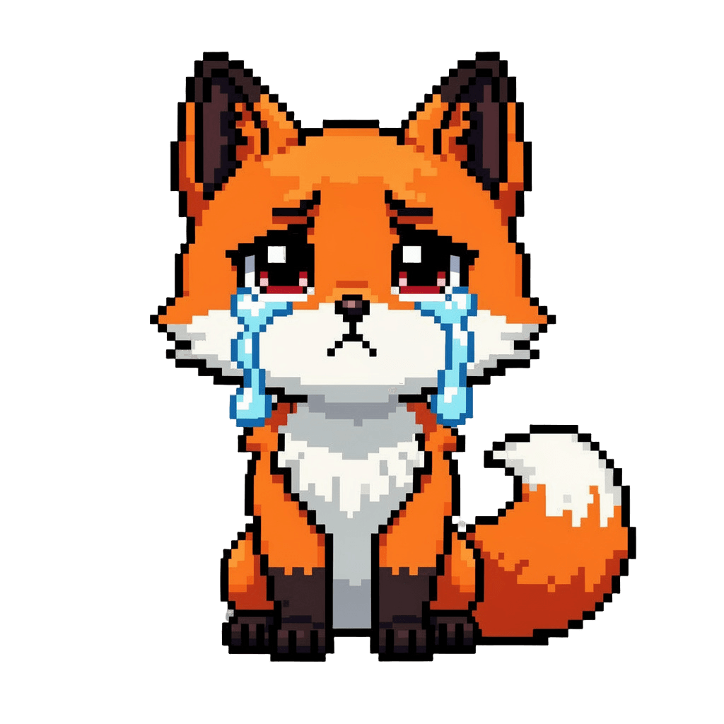 Fox Twitch emote — sad, Pixel Art style