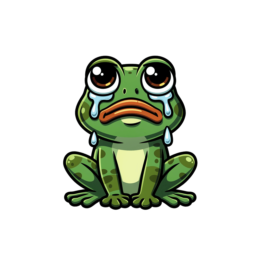 Frog Twitch emote — sad, Cartoon style