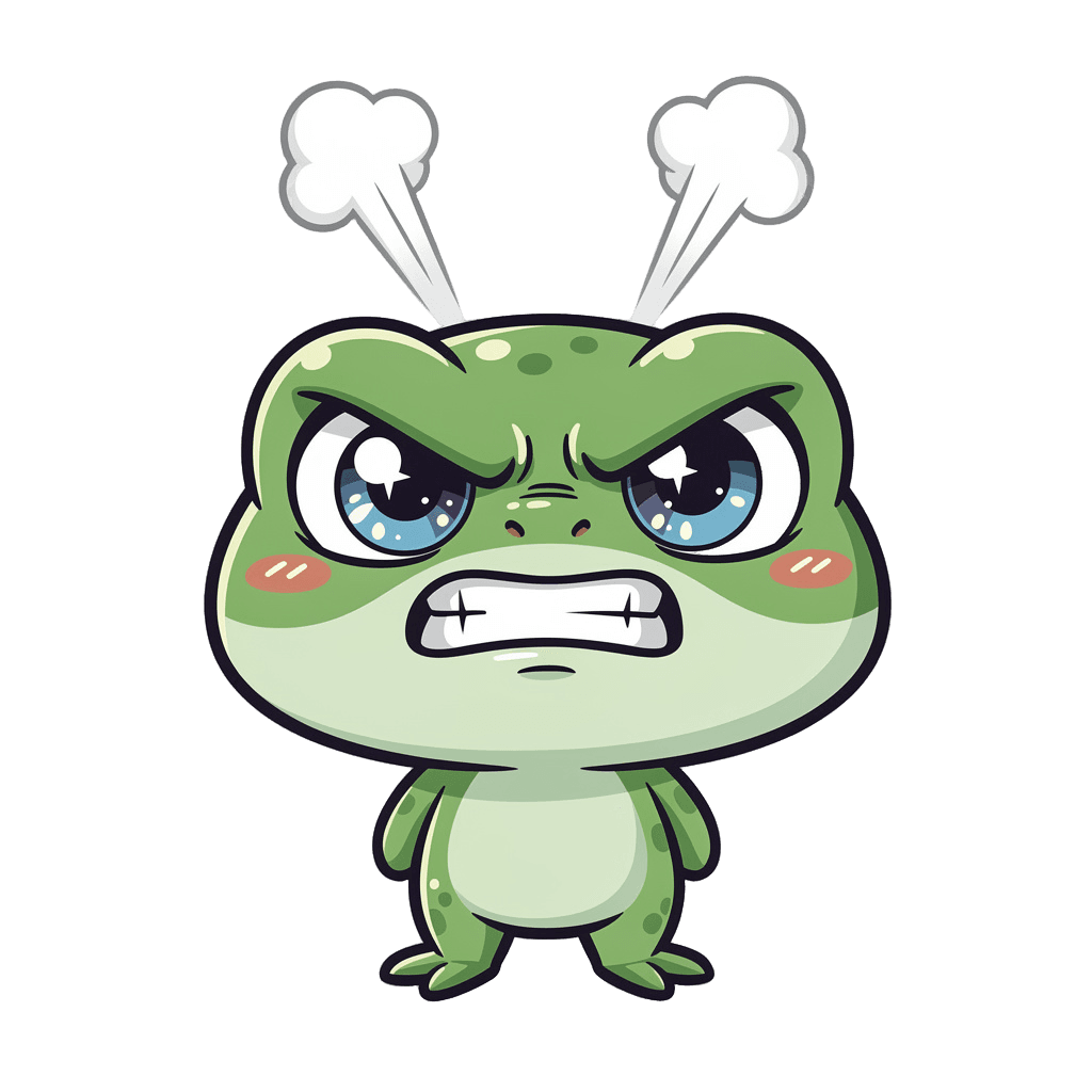 Frog Twitch emote — angry, Chibi style