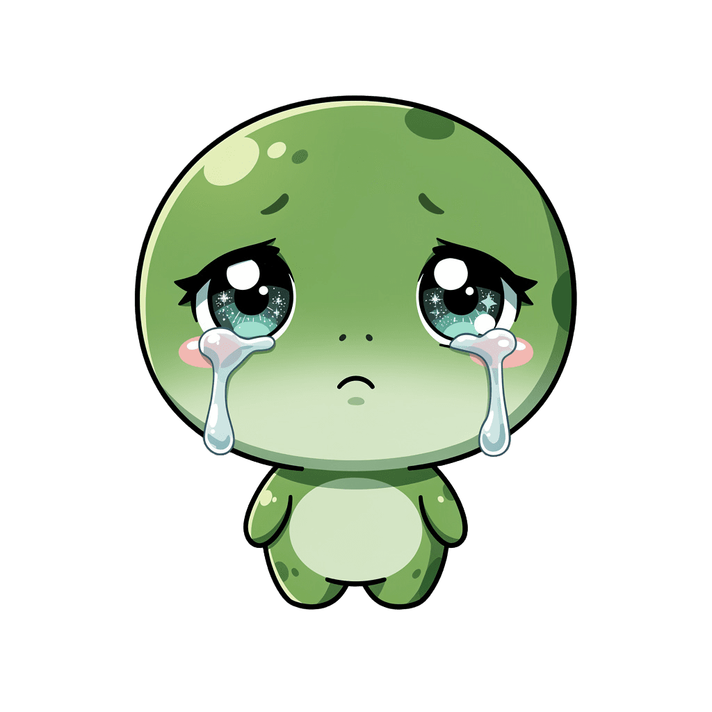Frog Twitch emote — sad, Chibi style