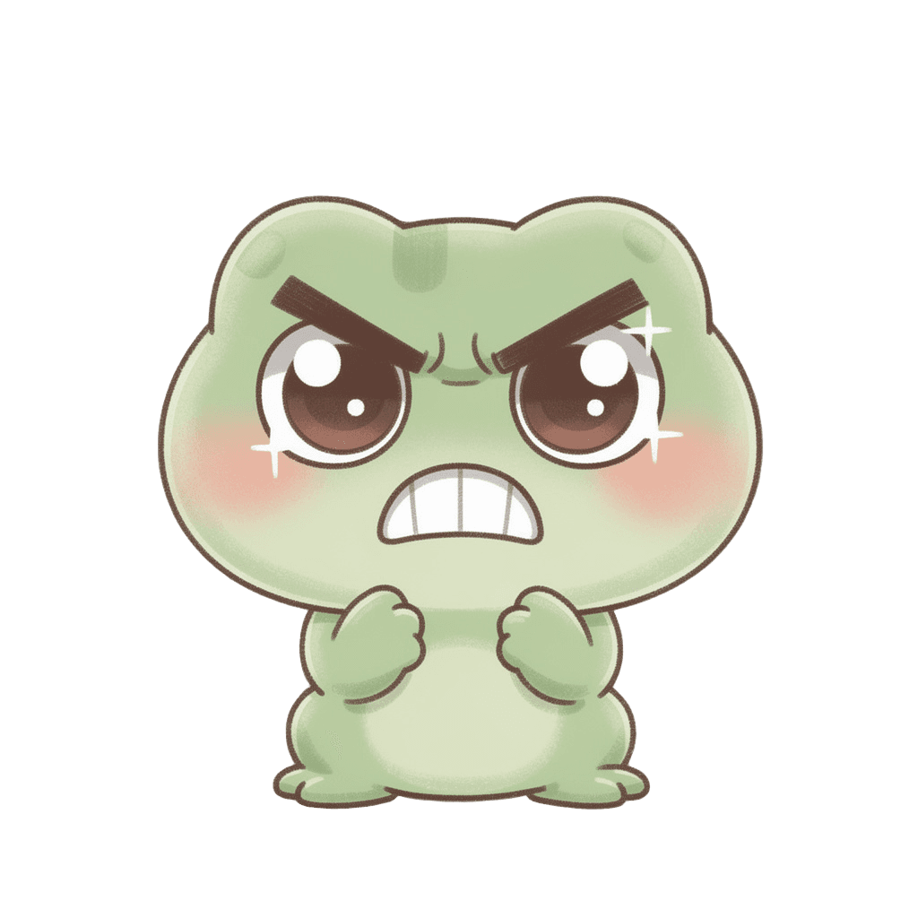 Frog Twitch emote — angry, Kawaii style