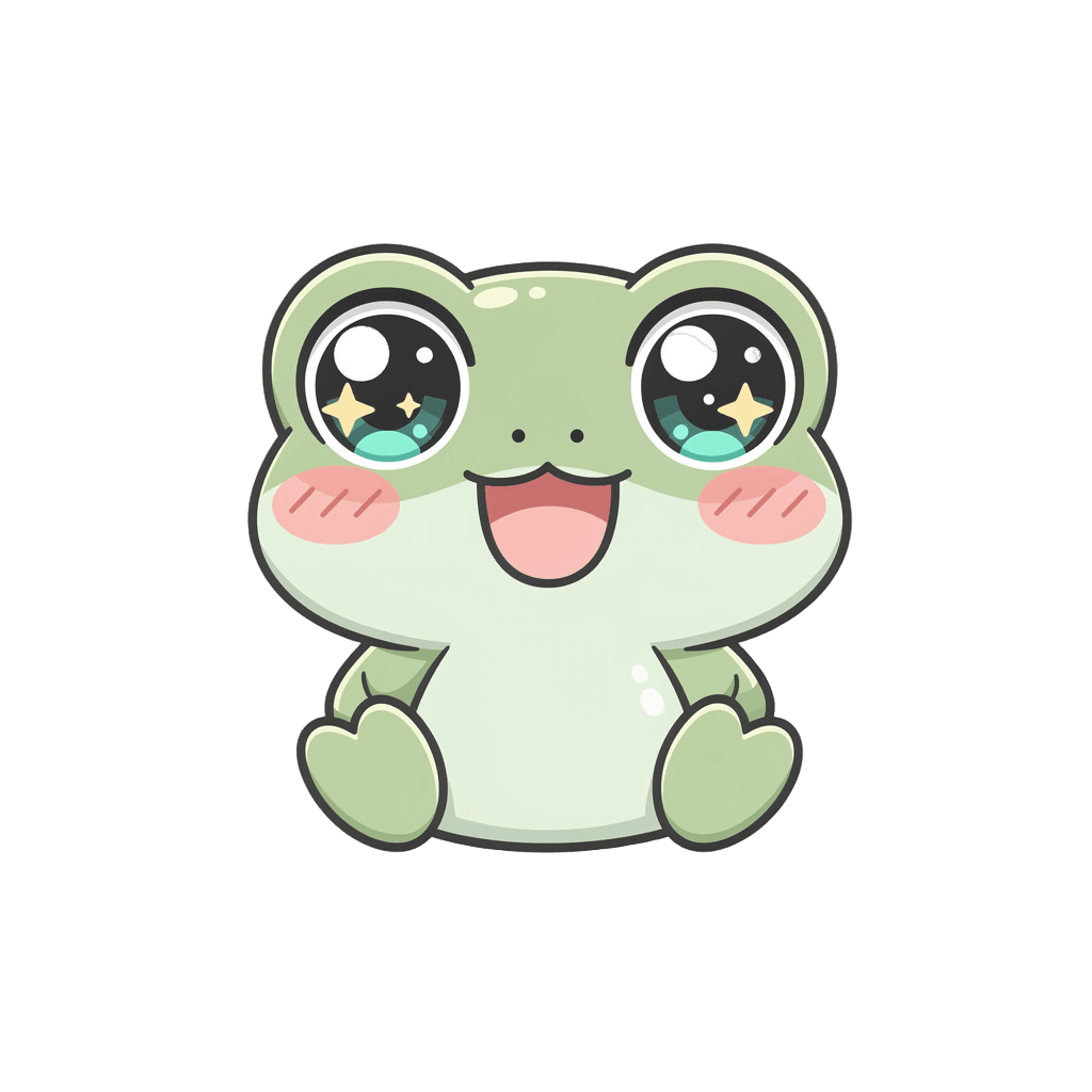 Frog Twitch emote — happy, Kawaii style