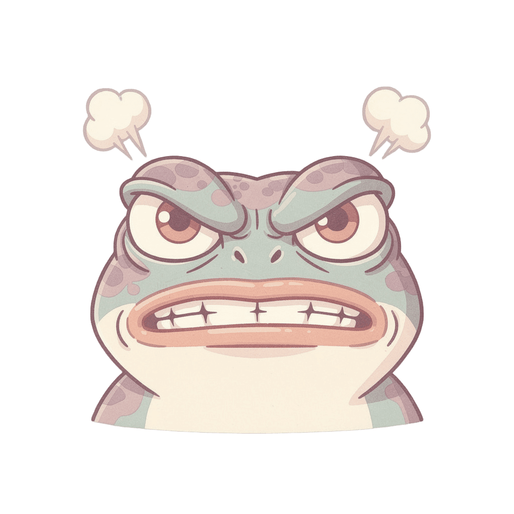 Frog Twitch emote — angry, Pastel style