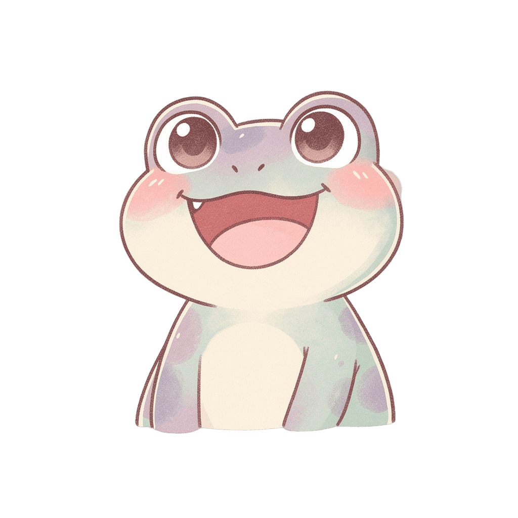 Frog Twitch emote — happy, Pastel style