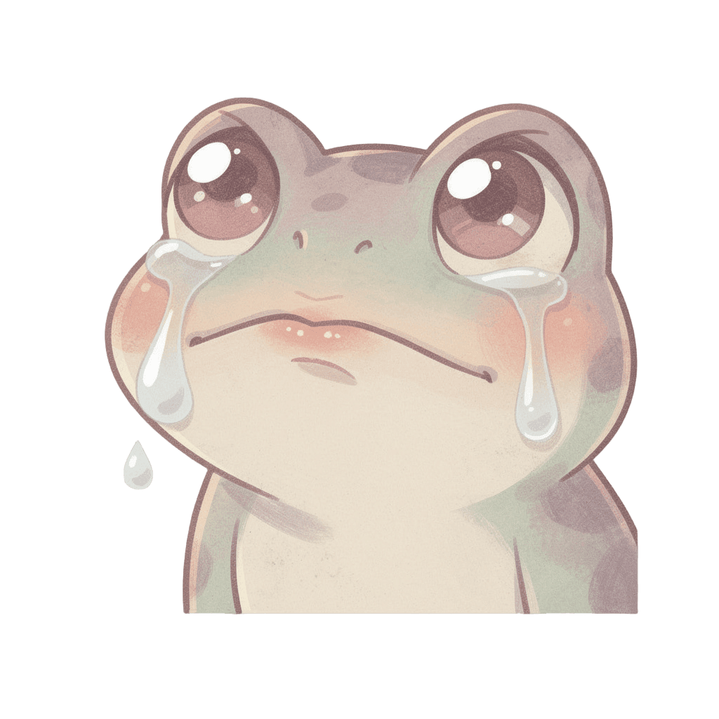 Frog Twitch emote — sad, Pastel style